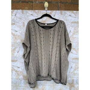 Margaret O’Leary ‘Jane’ Waffle‑Knit Cotton Poncho Sweater Size 1 (S/M), taupe